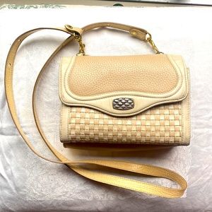 Brighton multi functional tan, pebble leather crossbody handbag.